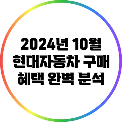 2024년 10월 현대자동차 구매 혜택 완벽 분석