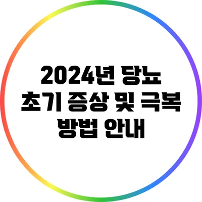 2024년 당뇨 초기 증상 및 극복 방법 안내