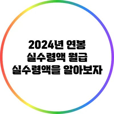 2024년 연봉 실수령액: 월급 실수령액을 알아보자