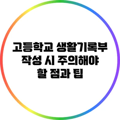 고등학교 생활기록부 작성 시 주의해야 할 점과 팁