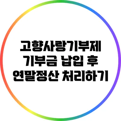 고향사랑기부제 기부금 납입 후 연말정산 처리하기