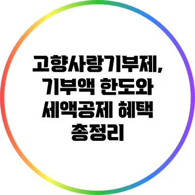 고향사랑기부제, 기부액 한도와 세액공제 혜택 총정리