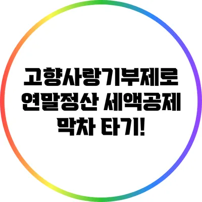 고향사랑기부제로 연말정산 세액공제 막차 타기!