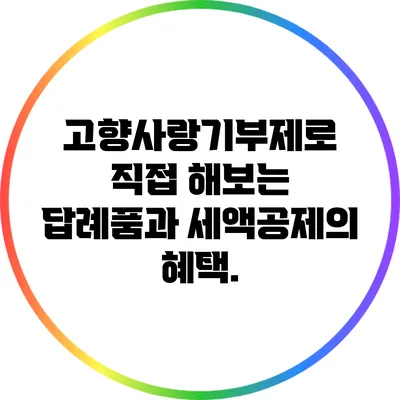 고향사랑기부제로 직접 해보는 답례품과 세액공제의 혜택.