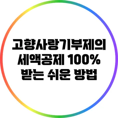 고향사랑기부제의 세액공제 100% 받는 쉬운 방법