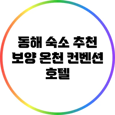 동해 숙소 추천: 보양 온천 컨벤션 호텔