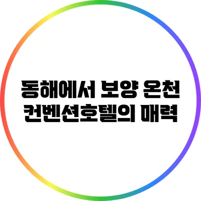 동해에서 보양 온천 컨벤션호텔의 매력