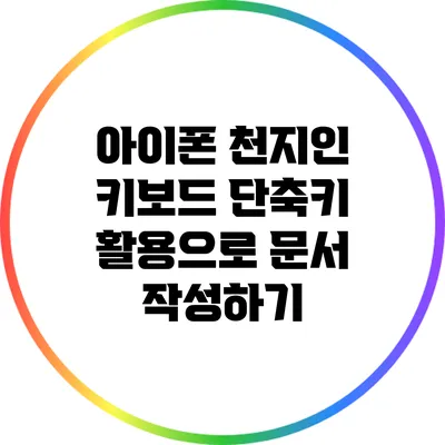 아이폰 천지인 키보드 단축키 활용으로 문서 작성하기