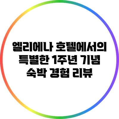 엘리에나 호텔에서의 특별한 1주년 기념 숙박 경험 리뷰