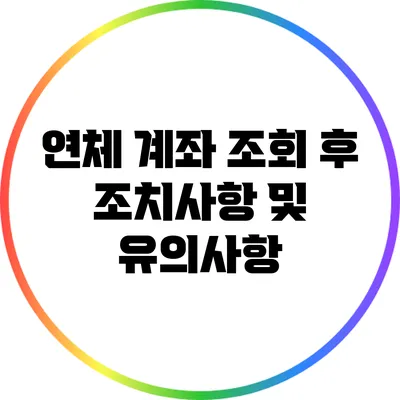 연체 계좌 조회 후 조치사항 및 유의사항