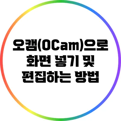 오캠(OCam)으로 화면 넣기 및 편집하는 방법