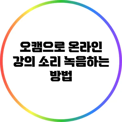 오캠으로 온라인 강의 소리 녹음하는 방법