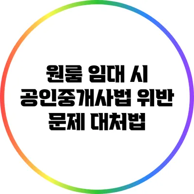 원룸 임대 시 공인중개사법 위반 문제 대처법