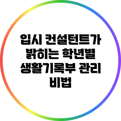 입시 컨설턴트가 밝히는 학년별 생활기록부 관리 비법
