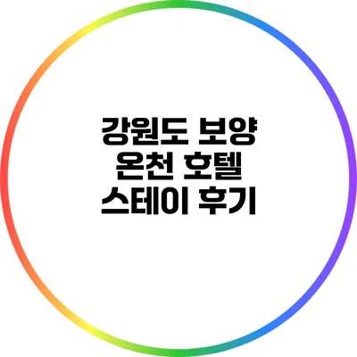 강원도 보양 온천 호텔 스테이 후기