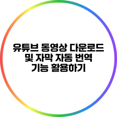 유튜브 동영상 다운로드 및 자막 자동 번역 기능 활용하기