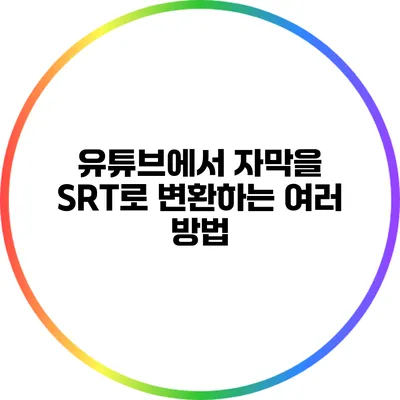 유튜브에서 자막을 SRT로 변환하는 여러 방법