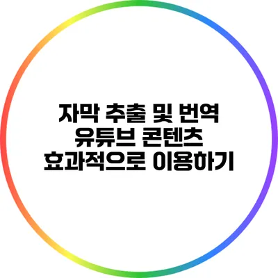 자막 추출 및 번역: 유튜브 콘텐츠 효과적으로 이용하기