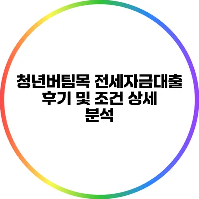 청년버팀목 전세자금대출 후기 및 조건 상세 분석