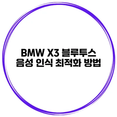 BMW X3 블루투스 음성 인식 최적화 방법