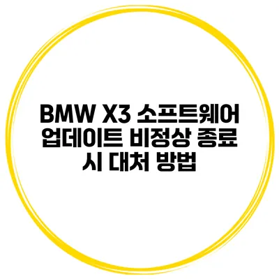 BMW X3 소프트웨어 업데이트 비정상 종료 시 대처 방법