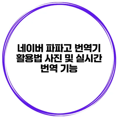 네이버 파파고 번역기 활용법 사진 및 실시간 번역 기능