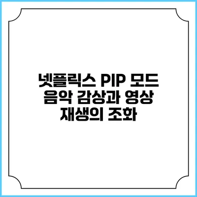 넷플릭스 PIP 모드 음악 감상과 영상 재생의 조화