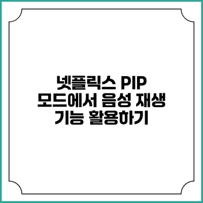 넷플릭스 PIP 모드에서 음성 재생 기능 활용하기