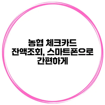 농협 체크카드 잔액조회, 스마트폰으로 간편하게
