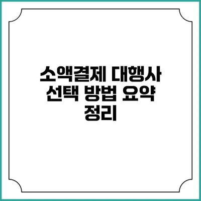 소액결제 대행사 선택 방법 요약 정리